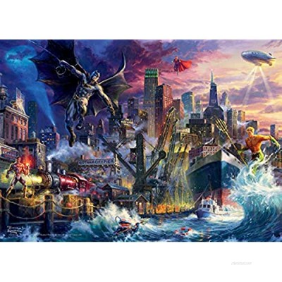 Ceaco 1000 Piece Thomas Kinkade - DC Comics Collection  Justice League Showdown Gotham Pier Jigsaw Puzzle  Kids and Adults