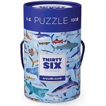 Crocodile Creek 4054-8 Shark Piece Puzzle in Canister Jigsaw FloorPuzzle 14 x 19 Blue/Green/Orange/Red/Pink