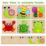 Dreampark Wooden Jigsaw Puzzles 6 Pack Animal Puzzle Games for Toddlers Kids 1 2 3 Years Old Preschool Educational Toys for Boys and Girls Ages 1-3