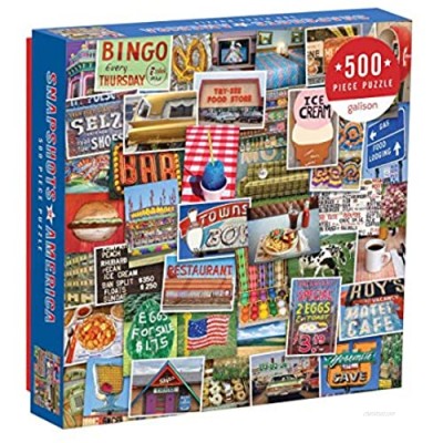 Galison Snapshots of America 500 Piece Jigsaw Puzzle for Families and Adults  USA Puzzle with Scenes from Life in America