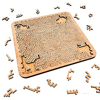 Mind Bending Wooden Jigsaw Puzzle | Aztec Labyrinth | Expert Level Difficult Puzzles for Adults and Kids | 200 Pieces | 11.3" x 11.3”