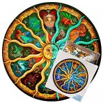 Sunrich Zodiac Jigsaw Puzzle 500 Pieces for Adults- Round Horoscope Imagination Series Puzzle DIY Circular Constellation Puzzles Graduation Gift Cool and Challenge