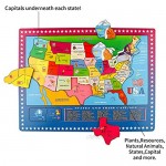 Wondertoys 46 Pieces Wooden USA Map Puzzle for Kids US Map Puzzle Educational Geography Puzzles United States Map Puzzle for Boy Girl