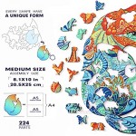 Wooden Puzzles for Adults AAGOOD Fox Wooden Jigsaw Puzzle 224 pcs Irregular Unique Animals Shaped Magic Puzzles Pieces Family Game Best Gift for Adults and Kids (8.1×10 inches) Medium
