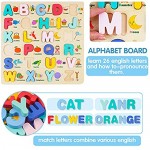 Wooden Puzzles for Toddlers 2 Pack Oversized ABC Alphabet Number Puzzles for Kids Ages 2-6 Years Old Toddler Montessori Educational Learning Blocks Board Toys for Boys and Girls.