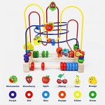 Fajiabao Wooden Activity Cube for Baby Bead Maze Fruits Slide Counting Math Abacus Montessori Sensory Toys Roller Coaster Educational Birthday Gifts Indoor Games for Walkers Boys Girls 1 2 3 4 Years