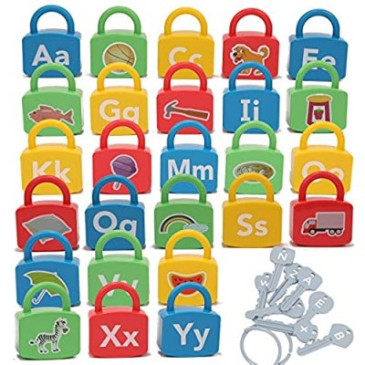 IQ Toys ABC Learning Locks Educational Alphabet Set- with 26 Locks  26 Keys and 4 Keyrings