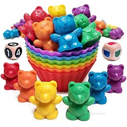 Jumbo Counting Bears Matching Game - Montessori Fine Motor Learning Toys for 2 Year Olds with Stacking Cups  60 Preschool Math Manipulatives  2 Toddler Games Dice  Toy Storage & Activities eBook