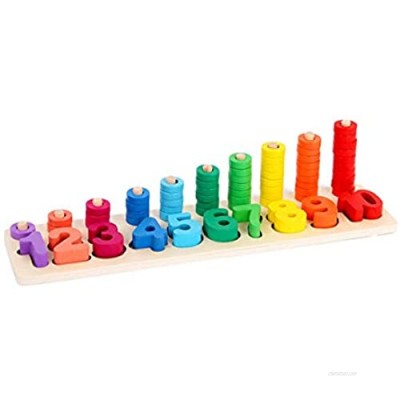 KangRuiZhe Montessori Wood Blocks Sorting Puzzle Sorter Stacker Math Intelligence Peg Number Boards for Baby Toddler Preschool Kids …
