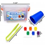 Legato Counting/Sorting Bears; 60 Rainbow Colored Bears 6 Stacking Cups Kids Tweezers Storage Container and Activity eBook. Quality Educational Toy Good for STEM and Montessori Programs.