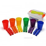 Legato Counting/Sorting Bears; 60 Rainbow Colored Bears 6 Stacking Cups Kids Tweezers Storage Container and Activity eBook. Quality Educational Toy Good for STEM and Montessori Programs.