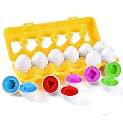 MAGIFIRE Matching Easter Eggs  12 Packs Learning Toys Gift for Toddler 1 2 3 Year Old Preschool Games Educational Color Shape Recognition Skills(Shape&Color)