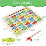 Magnetic Wooden Fishing Game Toy for Toddlers Alphabet Fish Catching Counting Games Puzzle with Numbers and Letters Preschool Learning ABC and Math Educational Toys for 3 4 5 Years Old Girl Boy Kids