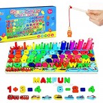 Max Fun Wooden Number Puzzles Sorting Montessori Toys for Kids Shape Sorter Counting Game Wood Counting Blocks Sorter Stacking Toy Games for Age 3 4 5 Preschool Learning Education Toys 