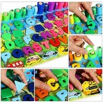 Max Fun Wooden Number Puzzles Sorting Montessori Toys for Kids Shape Sorter Counting Game Wood Counting Blocks Sorter Stacking Toy Games for Age 3 4 5 Preschool Learning Education Toys 