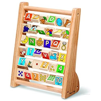 Melissa & Doug ABC-123 Abacus - Classic Wooden Educational Toy With 36 Letter and Number Tiles