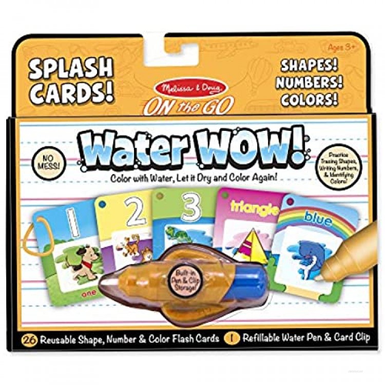 Melissa & Doug On the Go Water Wow! Reusable Water-Reveal Cards - Shapes Numbers Colors