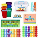 NEOROD Rainbow Counting Bears with Matching Sorting Cups Number Color Recognition STEM Educational Toddler Preschool Math Manipulatives Toy Set of 90 2 Tweezers 2 Dices 12 Cards Container