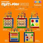 Play22 Activity Cube with Bead Maze - 5 in 1 Baby Activity Cube Includes Shape Sorter Abacus Counting Beads Counting Numbers Sliding Shapes Removable Bead Maze - My First Baby Toys - Original