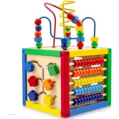 Play22 Activity Cube with Bead Maze - 5 in 1 Baby Activity Cube Includes Shape Sorter  Abacus Counting Beads  Counting Numbers  Sliding Shapes  Removable Bead Maze - My First Baby Toys - Original