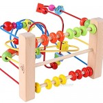 QZMTOY Bead Maze Toy for Toddlers Wooden Colorful Roller Coaster Educational Circle Toys for Kids Sliding Beads On Twists Wire Training Child Attention Count and Grasping Ability