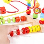 QZMTOY Bead Maze Toy for Toddlers Wooden Colorful Roller Coaster Educational Circle Toys for Kids Sliding Beads On Twists Wire Training Child Attention Count and Grasping Ability