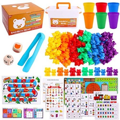 Riccione Rainbow Counting Bears with Matching Sorting Cups  112 Piece Super Value Set Montessori Educational Toddler STEM Motor Skills Therapy Math Sorting Preschool Learning Toys