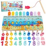 Sitodier Wooden Number Puzzle Sorting Montessori Toy for Toddlers | Shape Puzzle Matching Counting Fishing Game for Ages 2 3 4 5 Years Kids Math Stacking Preschool Educational Learning Activities Toy