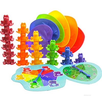 Skoolzy Stacking Frogs Counting Toys. Montessori Toys for Toddlers with Matching Lily Pads and Counters. 68pc Homeschool Educational Toys Math Manipulatives Early Math Skills for Kids Ages 3 4 5 6 7 8