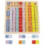 Umbresen Wooden Multiplication Board Game 100 Cubes Blocks Montessori 10x10 Times Table Tray with Answers Preschool Learning Toys Gift for Children Kids (Multiplication Board)
