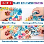 Wooden Montessori Toys for Toddlers 8 in 1Wooden Puzzle Toys Fishing Game Shape Sorter Counting Game Educational Learning Toy for Age 3 4 5 Year Kids Boys Girls