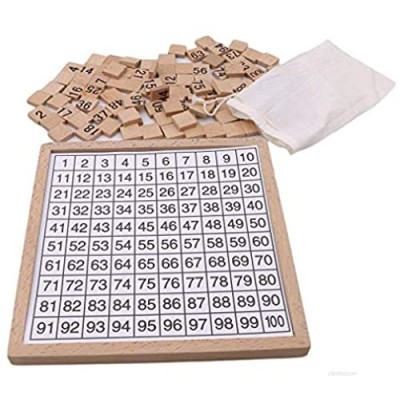 Wooden Toys Hundred Board 1-100 Consecutive Numbers Wooden Educational Game for Kids with Storage Bag  W8.26 L8.26inches