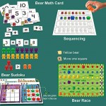 ZGWJ Counting Sorting Toys Rainbow Bears Learning Toys 60 Colored Bears with Matching Sorting Cups Storage Container and Dice Math Toddler Games 84pc Set Educational Toys