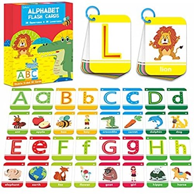 52 Pcs Alphabet Flash Cards  Letters and Sight Words Learning Cards Dolch and Fry Word Lists for Preschool and Toddlers Learning