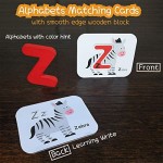 Alphabet and Number Flash Cards Wooden ABC Sight Words Flash Cards Kindergarten Animal Letter Educational Toys for 3 Year Olds Toddlers Board Matching Montessori Jigsaw Puzzle Preschool Kids Game Set