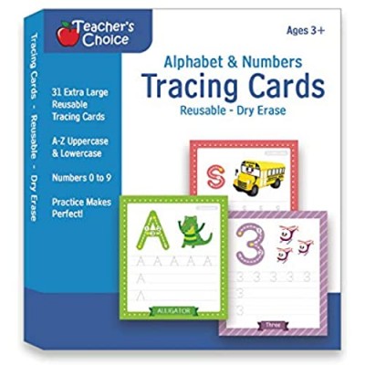 Alphabet & Number Tracing Cards  Reusable  Dry Erase  Upper & Lower Case  31 Large Reusable Cards  Repetitive Tracing Alphabet and Number Cards  Improve Writing Skills