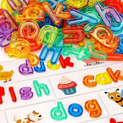 Alphabet Letters & Flash Cards Learning Toys for 3 4 5 6 Years Old Boys Girls  9 Puzzle ABC Sight Words Matching Games with 78 Colorful Plastic Letters & 35 Flashcards for Toddlers and Kids