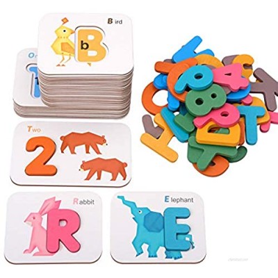 Coogam Alphabets and Numbers Flash Cards  Wooden Letters ABC Animal Matching Puzzle Colors Sorting Game  Preschool Learning Educational Montessori Toy Gift for Kids 4 5 6 Years Old Kids