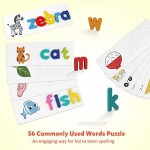 Coogam Reading & Spelling Learning Toy Wooden Letters Flash Cards Sight Words Matching ABC Alphabet Recognition Game Preschool Educational Tool Set for 3 4 5 Years Old Boys and Girls Kids