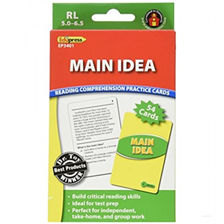 Edupress Reading Comprehension Practice Cards Main Idea Green Level (EP63401)