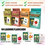 Flash Cards Toddlers Kids : 4Packs Alphabet ABC Letter Numbers Math Shapes Preschool Sight Words Flashcards Games Baby Learning Educational Kindergarten Homeschool Supplies Material All Ages & Years