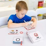 Gamenote Dry Erase Alphabet and Number Flash Cards - Write and Wipe Laminated ABC Letter Tracing Practice Card for Kindergarten (47 Flashcards with 2 Rings and Marker)