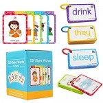 H&W 220 Sight Words Flash Cards English Flash Card for Toddlers High-Frequency Vocabulary flashcard kit Suitable for 4-9 Years Old Preschool Kindergarten and First Second and Third Grade