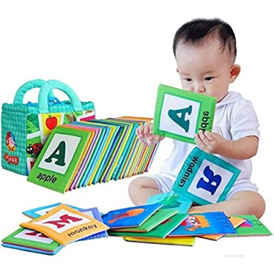 LALABABY Soft Alphabet Cards with Cloth Storage Bag for Babies Infants  Toddlers and Kids 26 Letters ABCs Learning Flash Cards Early Educational Toys for 0 1 2 3 Years Old Boys and Girls