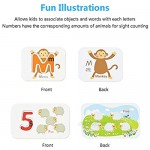 LiKee Alphabet Number Flash Cards Wooden Letter Puzzle ABC Sight Words Match Games Animal Counting Board Preschool Educational Montessori Toys for Toddlers Boys Girls 3+ Years (36 Cards& 37 Blocks)