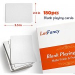 LotFancy Blank Playing Cards 180PCS White Blank Index Flash Cards Study Learning Cards Vocabulary Word Card Message Card DIY Gift Card Game Cards Matte Finish Poker Size