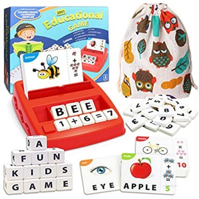 Matching Letter Game Learning Toys Gifts for Kids  Educational Toys for 3+ Year Old Boys Girls  Sight Word Flash Cards for Kindergarten Homeschool  Spelling Learning Games Activities for Toddlers