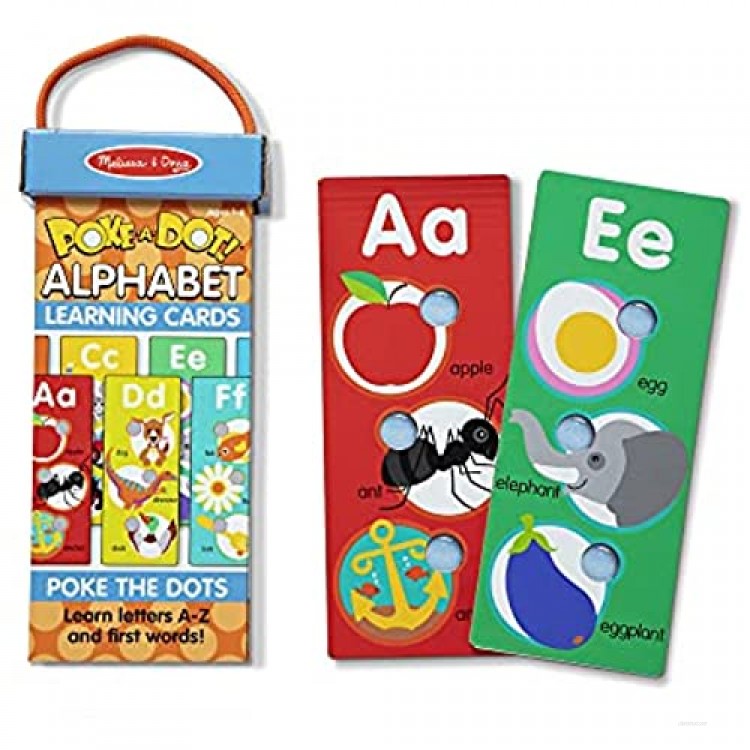 Melissa & Doug Poke-A-Dot Jumbo Alphabet Learning Cards - 13 Double-Sided Letter and First Words Cards with Buttons to Pop