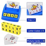 QQL Matching Letter Game for Kids 3-8 Years Old Educational Toys Letter Spelling and Reading Game Look at The Picture Fill The Letter Game Educational Learning Games for Kids(Blue)