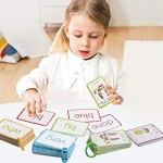 RAEQKS 220 Sight Words Flash Cards with Pictures Sentences Educational Toys with 5 Levels of Difficulty to Learn Read Suitable for 4 5 6 Years Old Preschool Kindergarten Kids Toddlers Include 5 Rings